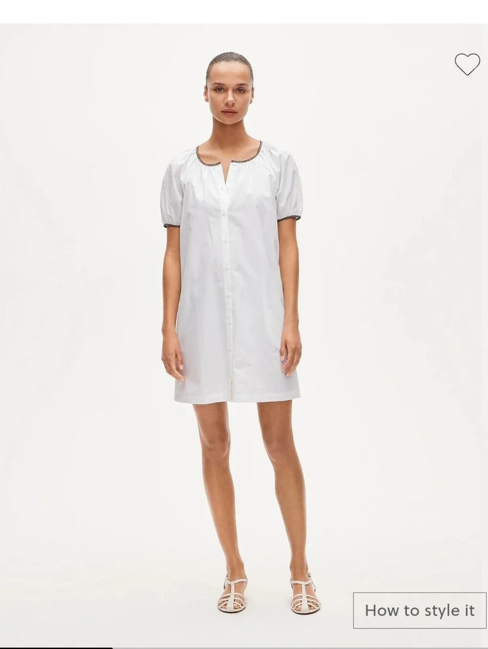 Puff Sleeve Popover Dress Cotton Poplin Tall Small